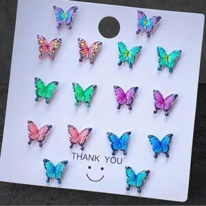 New 8pc Butterfly Earrings Set